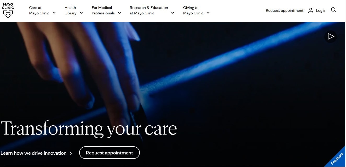 mayo clinic medical website design