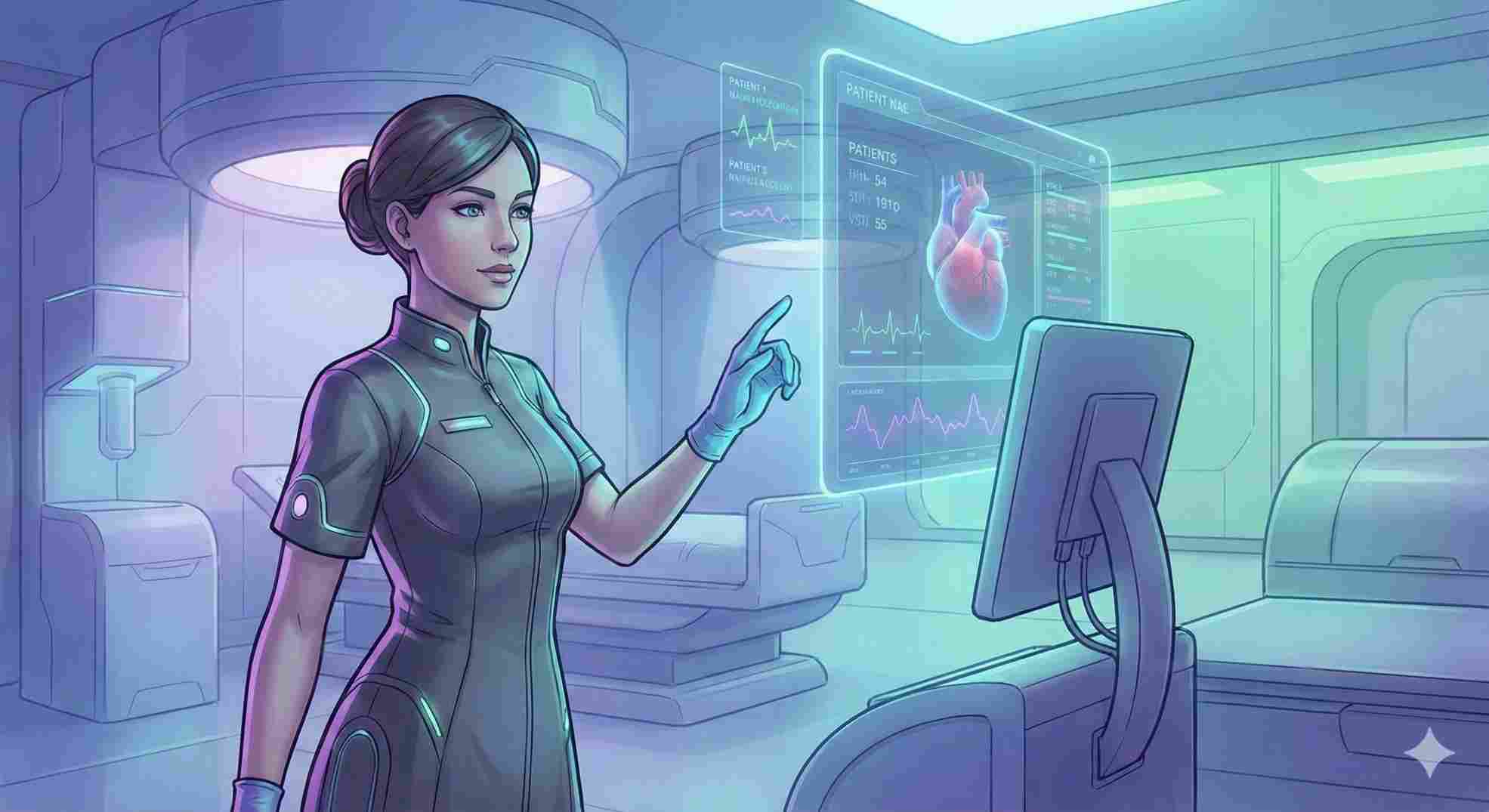 Future technology in virtual nursing assistant jobs including AI and remote monitoring