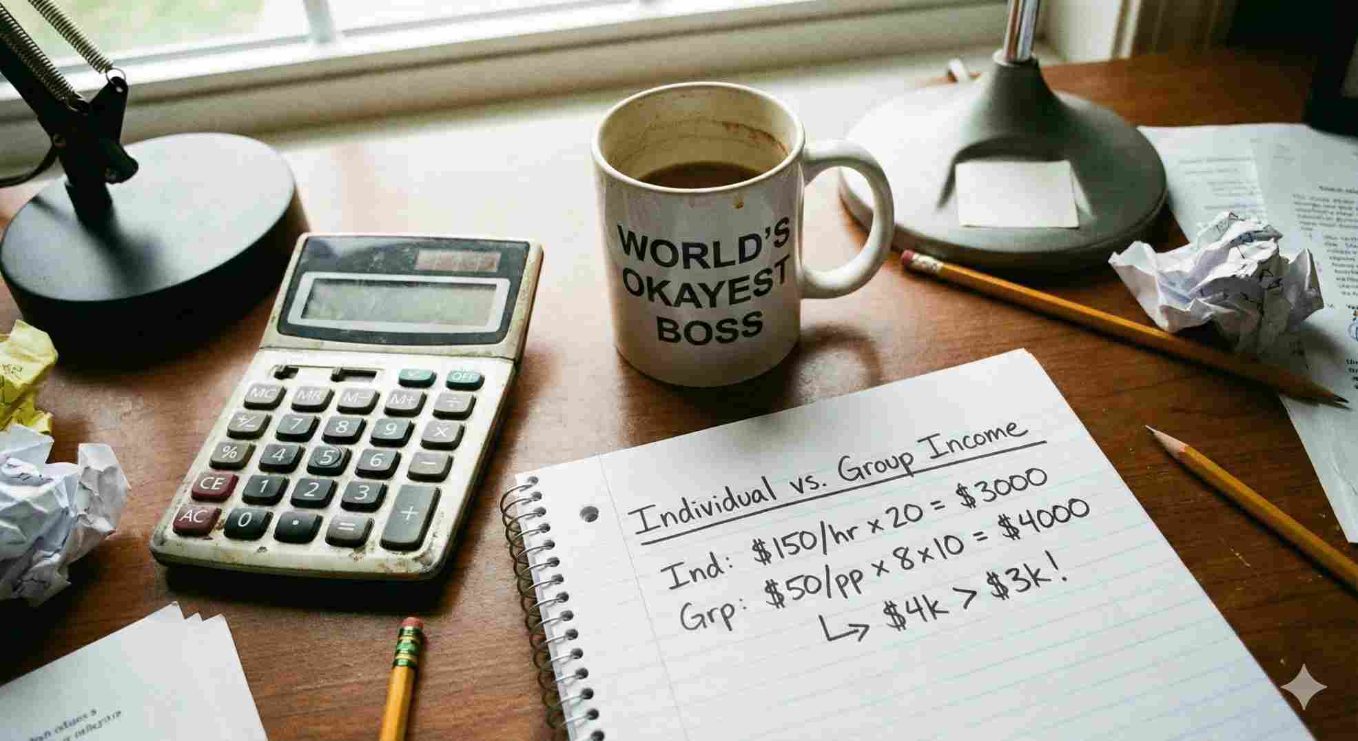 Comparing the 90853 reimbursement rate against individual therapy income.