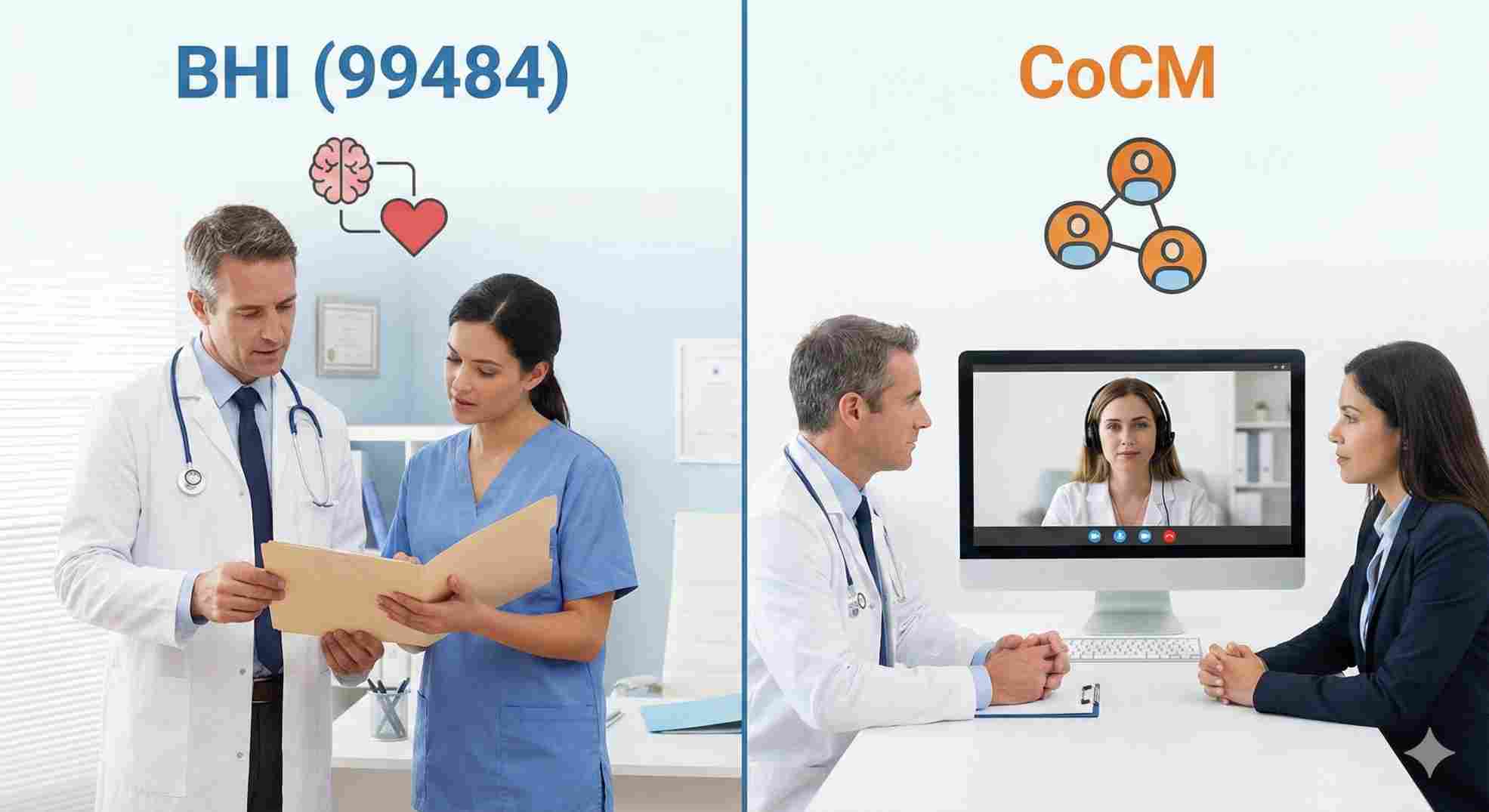 Staffing differences between 99484 cpt code description and collaborative care models.