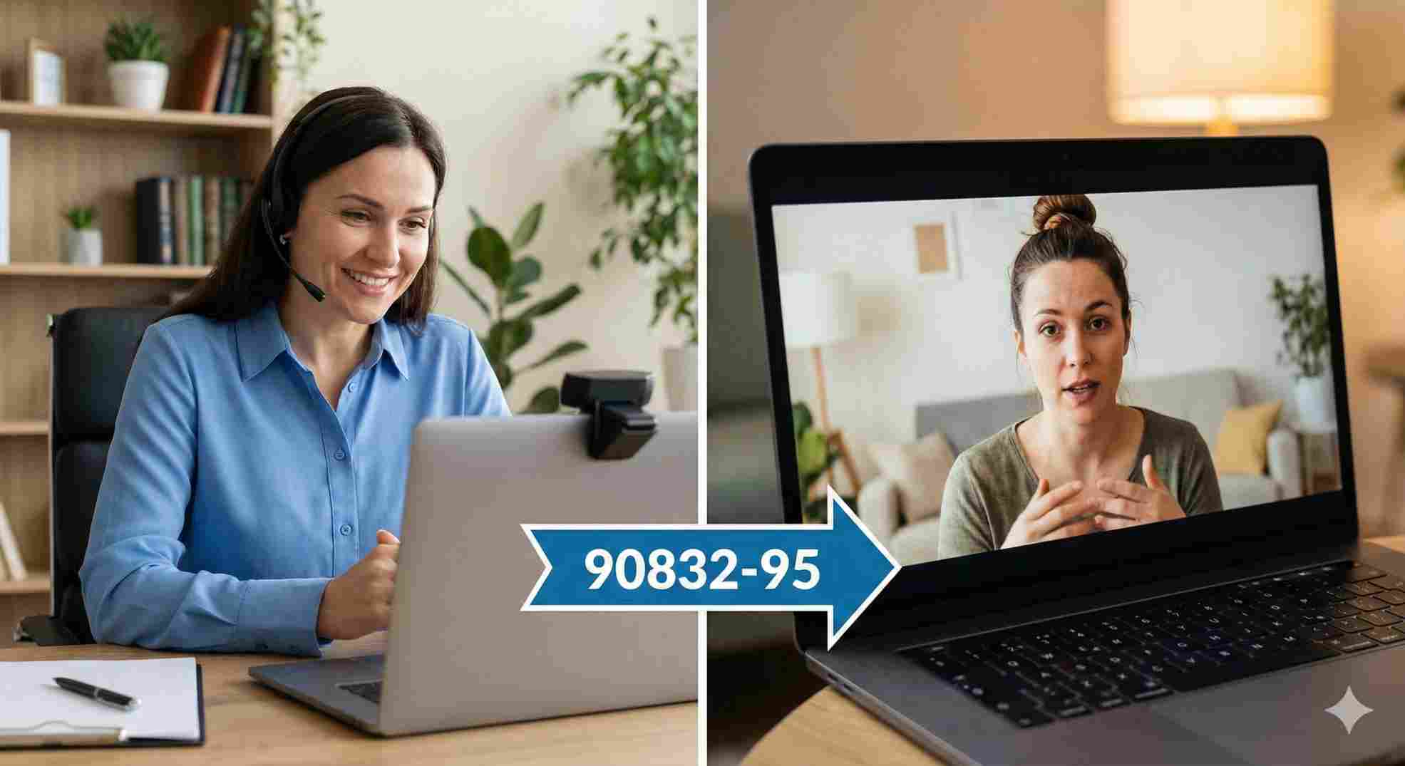 Telehealth billing using 90832 cpt code definition with modifier 95.