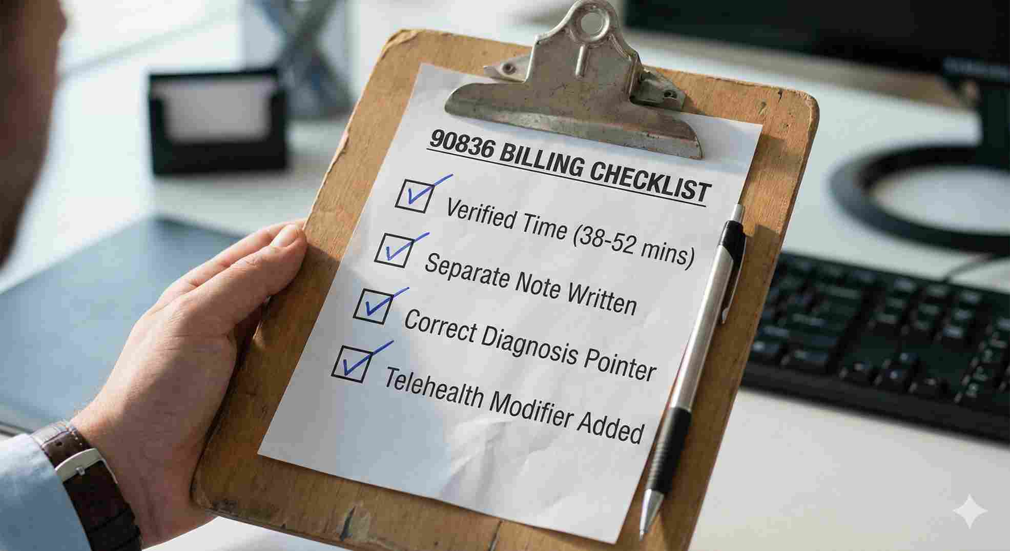 90836 cpt code billing checklist