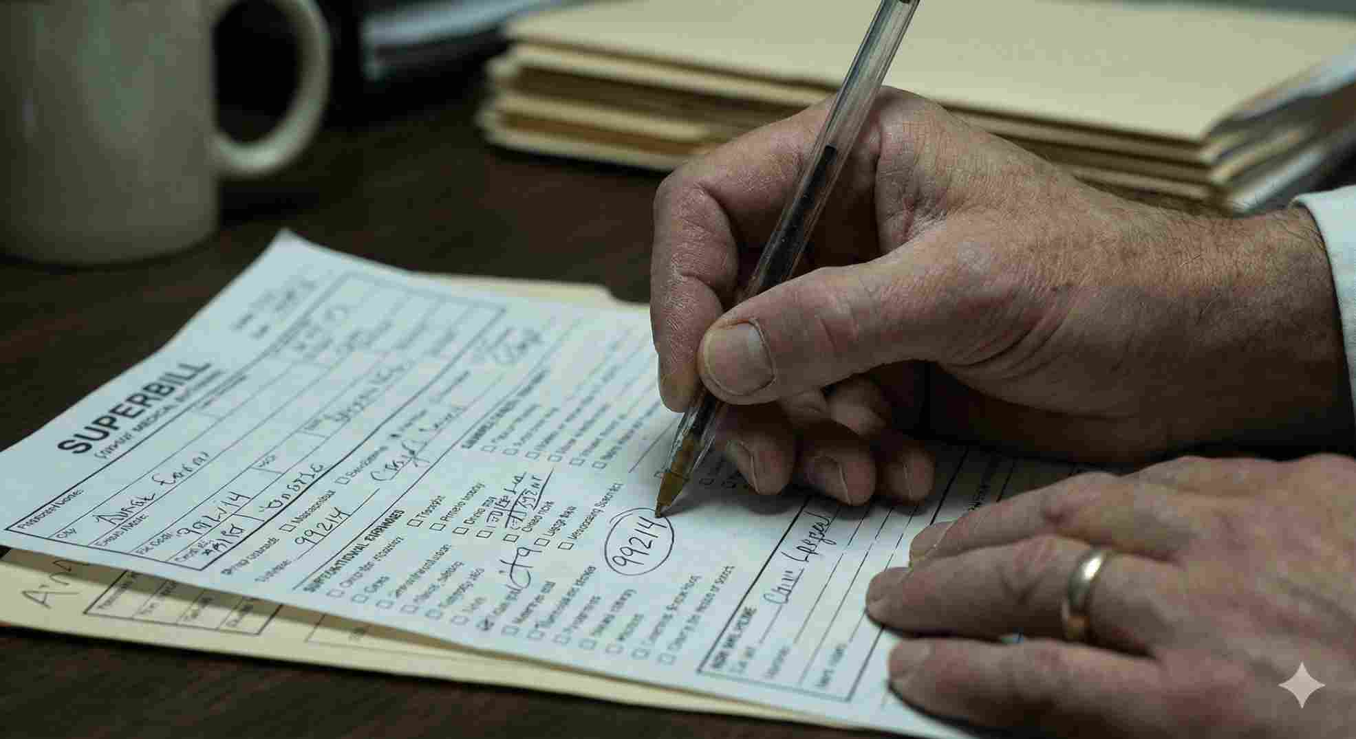 Clinician choosing the correct adjustment disorder diagnostic code on a claim form