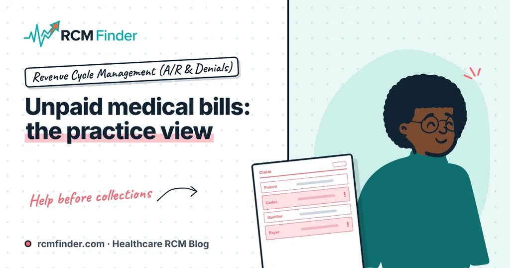 Illustration of a billing desk with patient statements, a calendar and a payment plan card
